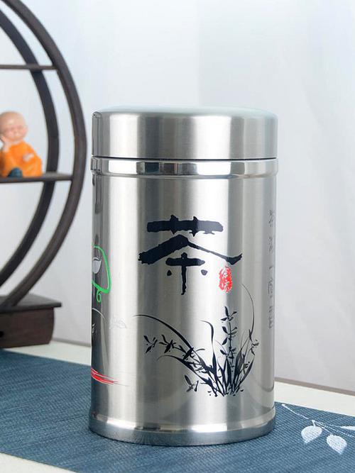 直型不锈钢茶叶罐 304密封罐加厚金属密封中小号银色储物罐花茶罐