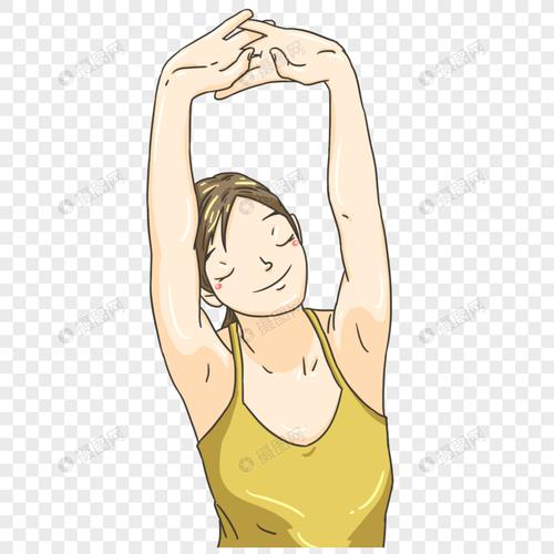 免抠元素 手绘/卡通元素 伸懒腰的姑娘.