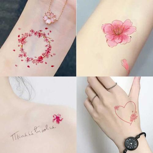 古风樱花纹身贴防水少女花细彼岸花可爱锁骨小清新泫雅花朵30张彼岸花