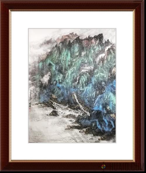 中国青绿山水画院顾大明十渡风景区写生作品赏析