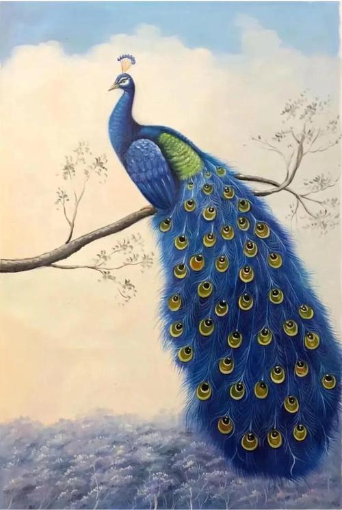 大师价格的手绘油画孔雀简直不敢相信这是画的简直跟照片似的