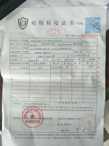 苗木检疫证明
