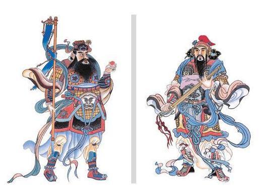 门神秦琼(右),尉迟恭