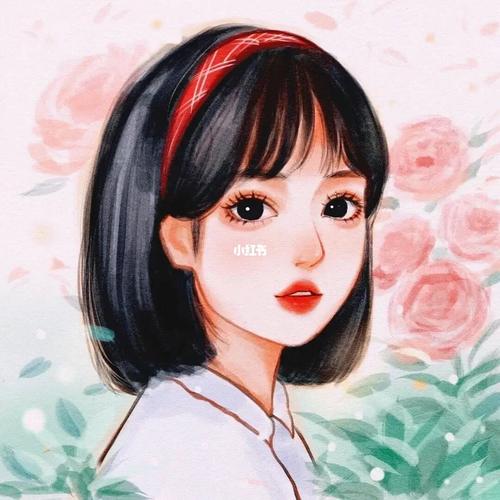 短发女孩/手绘头像_短发_手绘_头像_文案_薯条_素材