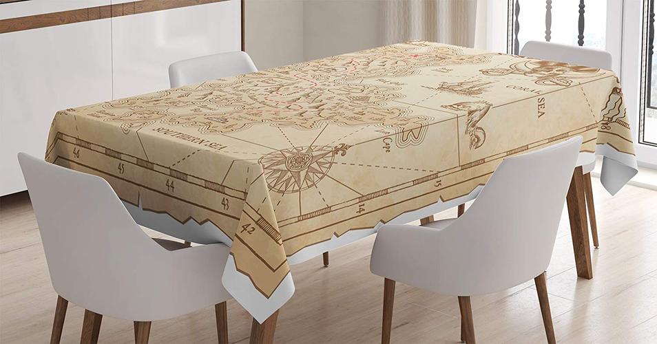 ocean island decor tablecloth by ambesonne, old ancient antique