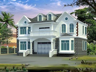 简约风格乡村二层半小别墅户外装修效果图