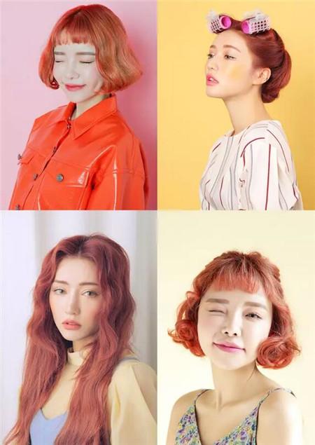 圆脸适合的发型发色 葡萄红墨灰色鲜橙色