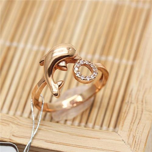 六鑫金店俄罗斯585紫金戒指 精美海豚款式女款新品 包邮 支持验货