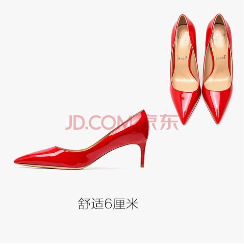 品牌年秋冬新款真皮黑裸色尖头高跟鞋女细跟职业性感红底单鞋婚鞋