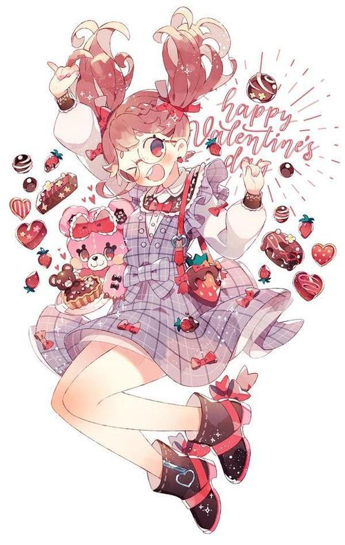 甜点,双马尾眼镜少女