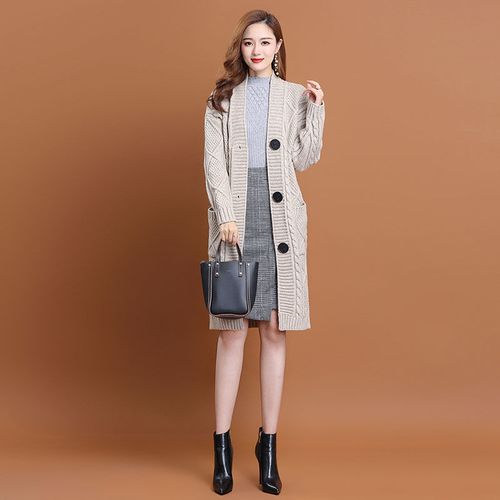 2021年女士秋装,2021年女士发型 针织开衫女士秋装2021年新款女装长袖外搭中长款毛衣