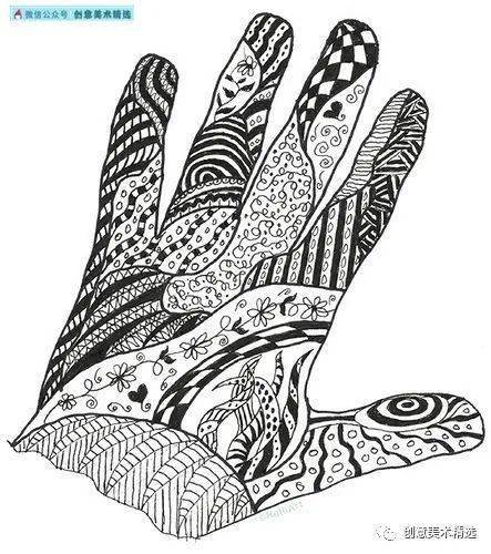 有【手】就能画——19张关于"手"的线描创意,作为零基础第一节线描课