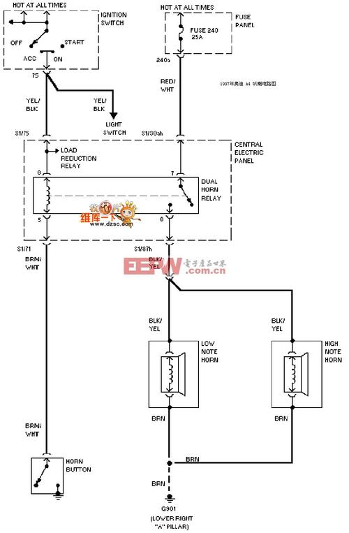 奥迪a4-97喇叭电路图