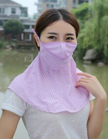 防晒口罩女防透气护颈防嗮披肩薄款骑车遮阳面罩 新款防嗮口罩紫色