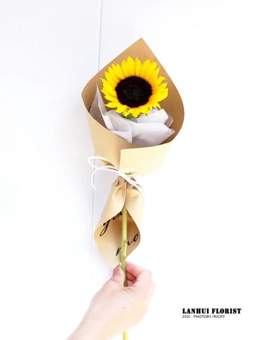 ins风向日葵单支包装_ins风_向日葵_花艺_澜汇花艺培训学校攻略_青岛