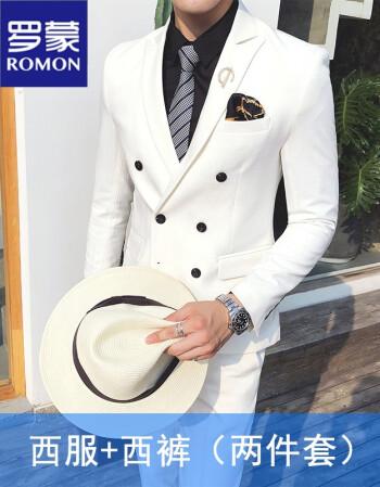 罗蒙高档轻奢商务正装西服套装男新郎结婚礼服男士二.