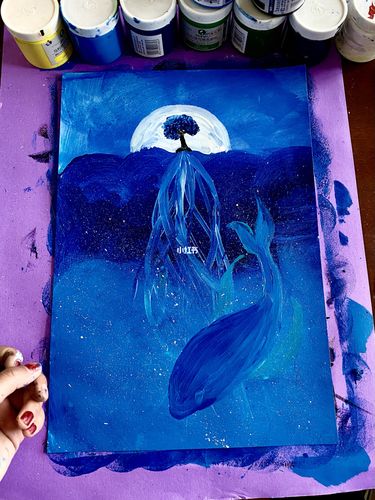blue blue_丙烯画_蓝色系_蓝色系丙烯画_文化_绘画