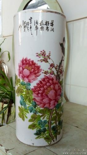 晚清汪永太浅降花鸟帽筒