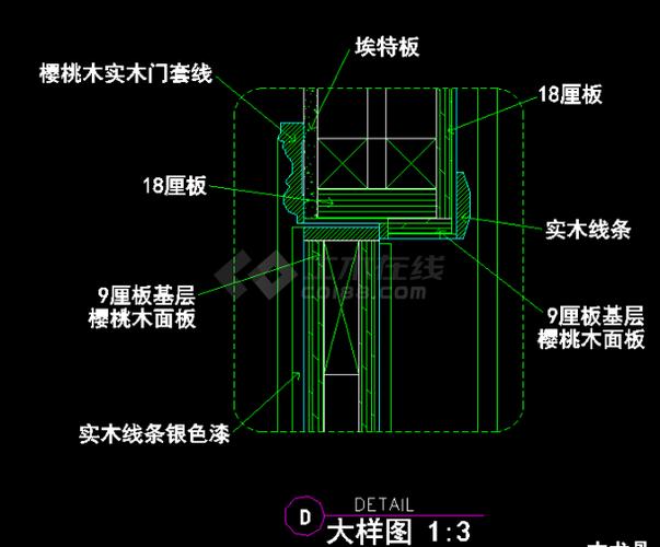 精致室内双开装饰木门cad大样详图