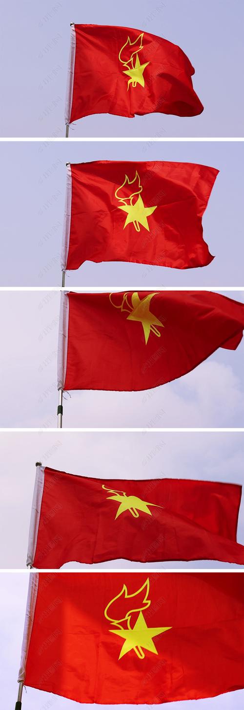 少先队旗迎风飘扬高清实拍视频素材