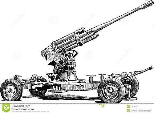 简笔画高射炮