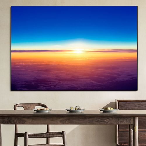聚财招财风水镇宅太阳日出海报云海金色太阳自粘壁画装饰贴画q27