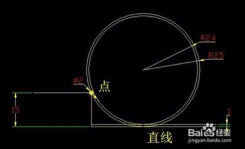 cad如何画过一点与另一条线相切已知半径圆弧
