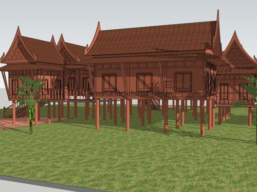 云南西双版纳吊脚楼建筑