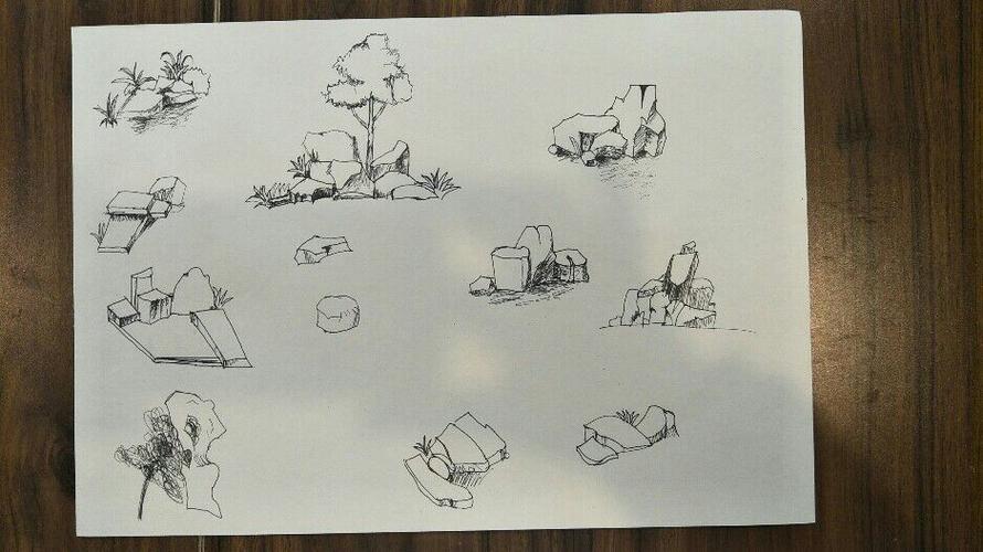 天星美术与您分享  风景-石头的练习>>谢谢速写三班的