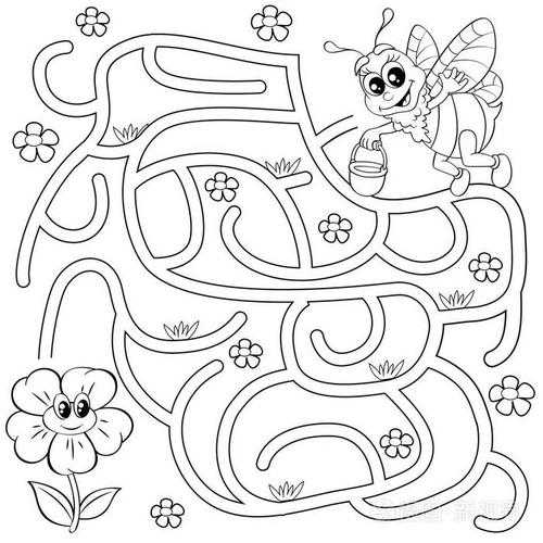 迷宫.孩子们的迷宫游戏.着色书的黑白矢量插图