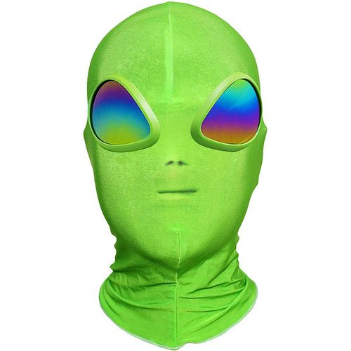 万圣节外星人et头套cosplay头罩帽子绿色立体可透视彩光眼睛面罩