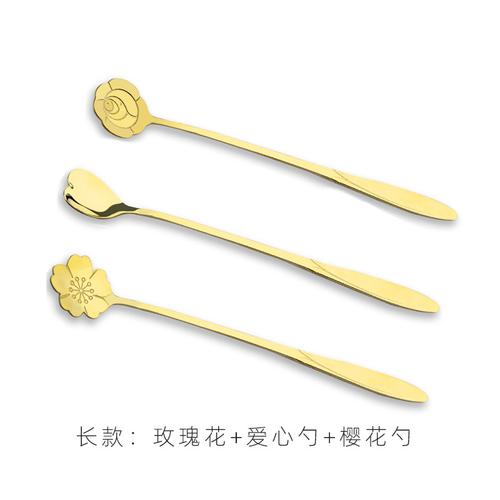 咖啡勺樱花勺小勺子创意甜品勺可爱冰激凌搅拌长柄勺视频