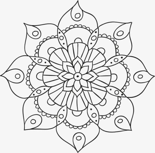 黑色曼陀罗花简笔画