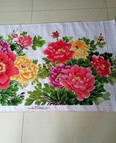 纯手工九尺牡丹十字绣