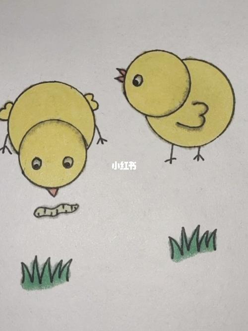 小鸡吃虫子91_绘画_文化_绘画