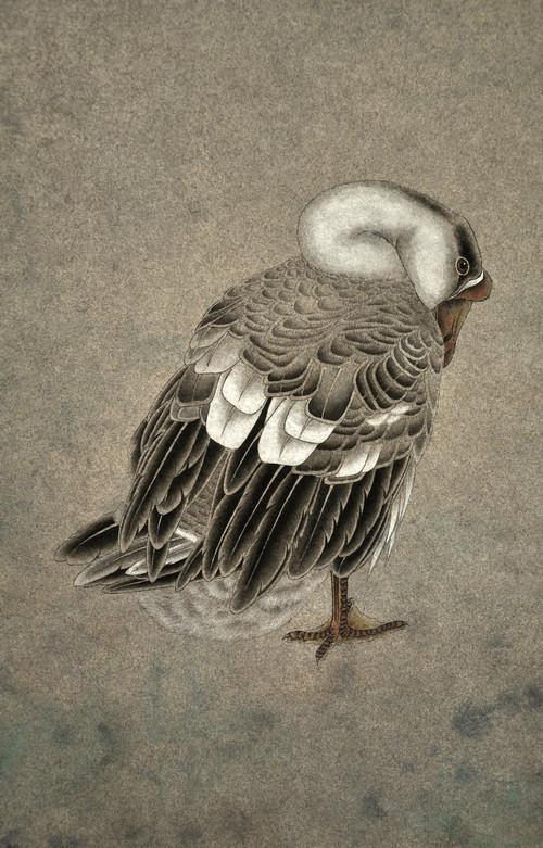 小孩与鹅国画简笔画