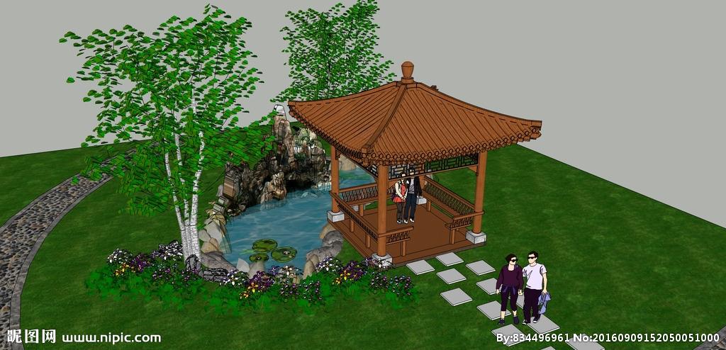 亭子亲水平台效果图图片