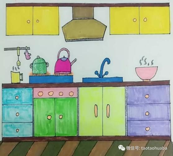 儿童画:我家的厨房