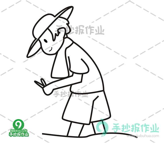 简笔画 专辑 劳动节简笔画 插秧的农民简笔画    画上眼睛和嘴巴,然后