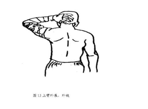 其方法是:将健手托住患肢腕部,做肩,肘前屈,后伸,然后屈曲肘关节