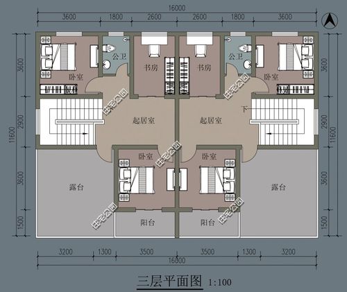 农村宅基地开间17米,进深16米,建兄弟双拼房,怎么设计