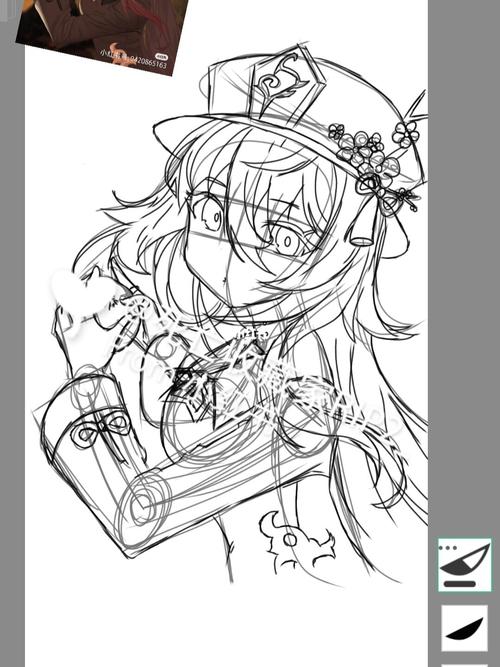 原神_胡桃临摹(指绘)