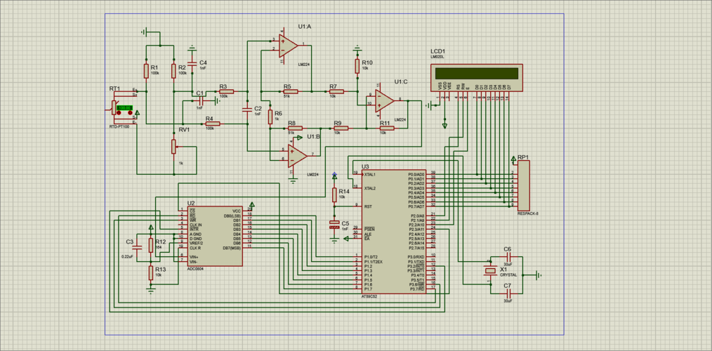 如图基于单片机pt100测温电路仿真不成功 应该怎么解决