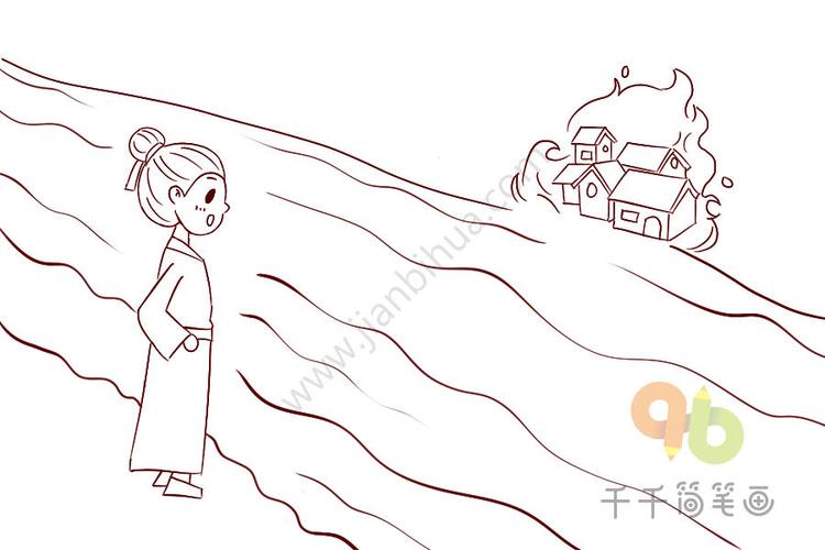 成语大全:隔岸观火简笔画