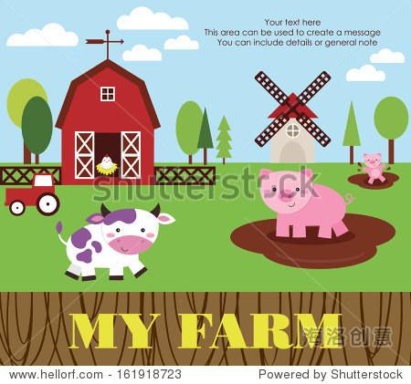 my farm fun card design. vector illustration