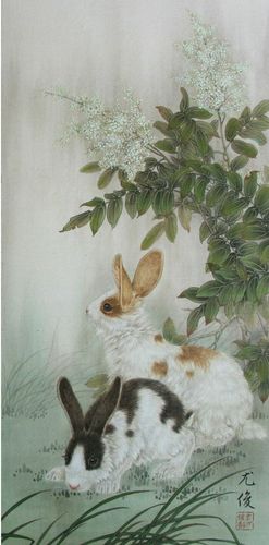 人文艺术 工笔兔子