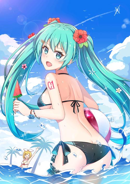 初音未来美图壁纸(第61期),泳装很合身呦