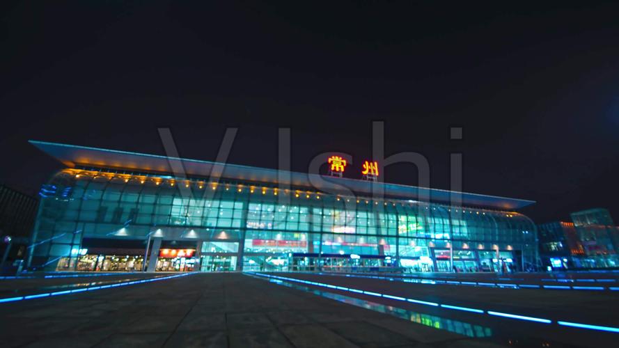 4k常州火车站总站夜景延时_3840x2160_高清视频素材