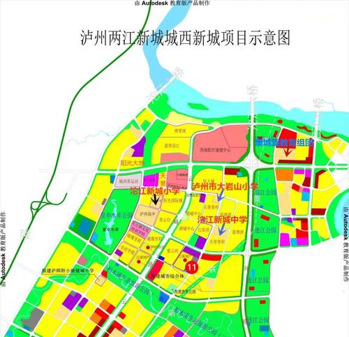 小学在泸州高中西侧 名称叫"沱江新城小学" 占地57亩,有48个班的规模