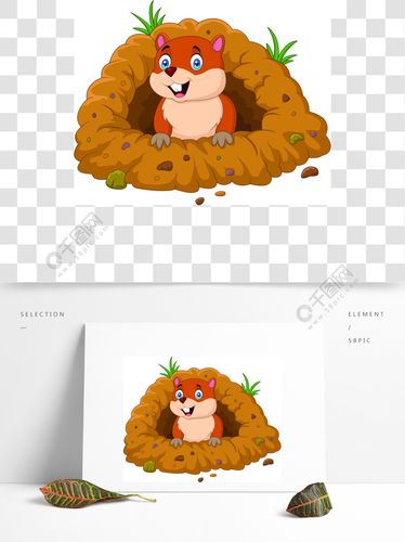 从洞里看的卡通土拨鼠